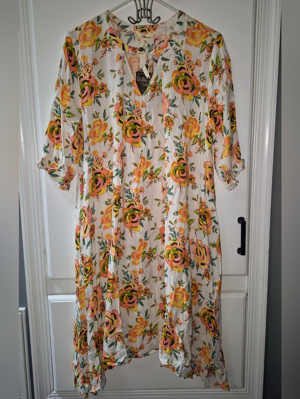 Matilda Jane White Midi Dress with Yellow and Pink Floral Print